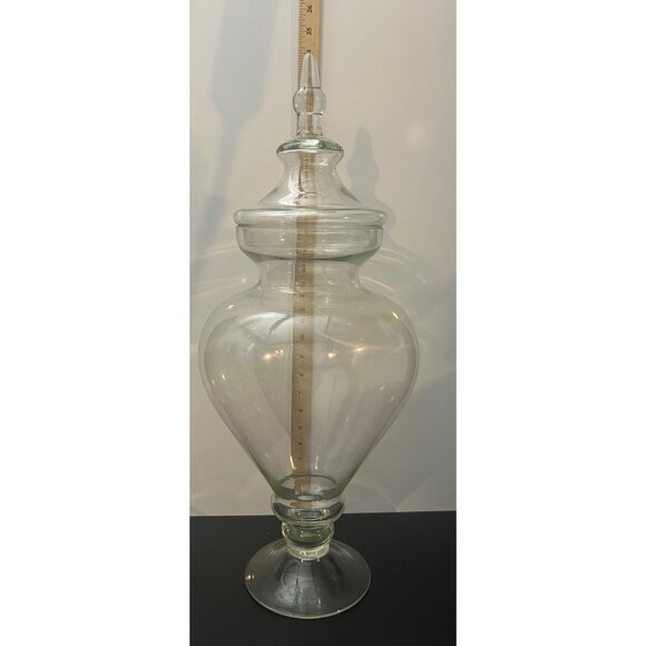 Apothecary Jar w/ Lid Antique LARGE Clear Glass 24" x 9.5" Drugstore Display EXC - Picture 9 of 16